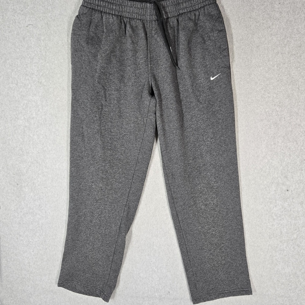Nike Men Activewear Pants L Gray Sportswear Club Fleece Sweats Swoosh 31" Inseam
